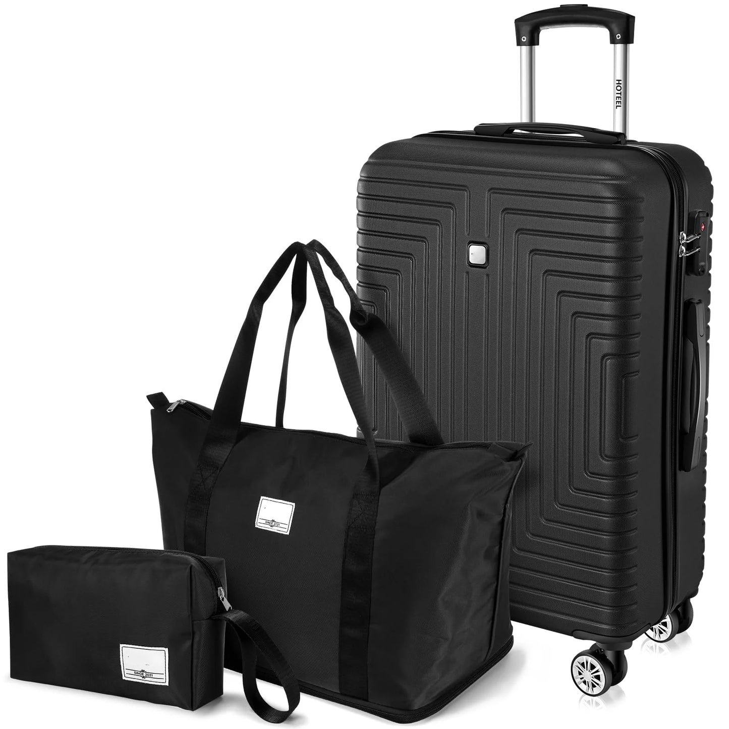 HOTEEL 3 Piece Hard Shell Luggage Set Spinner TSA Lock