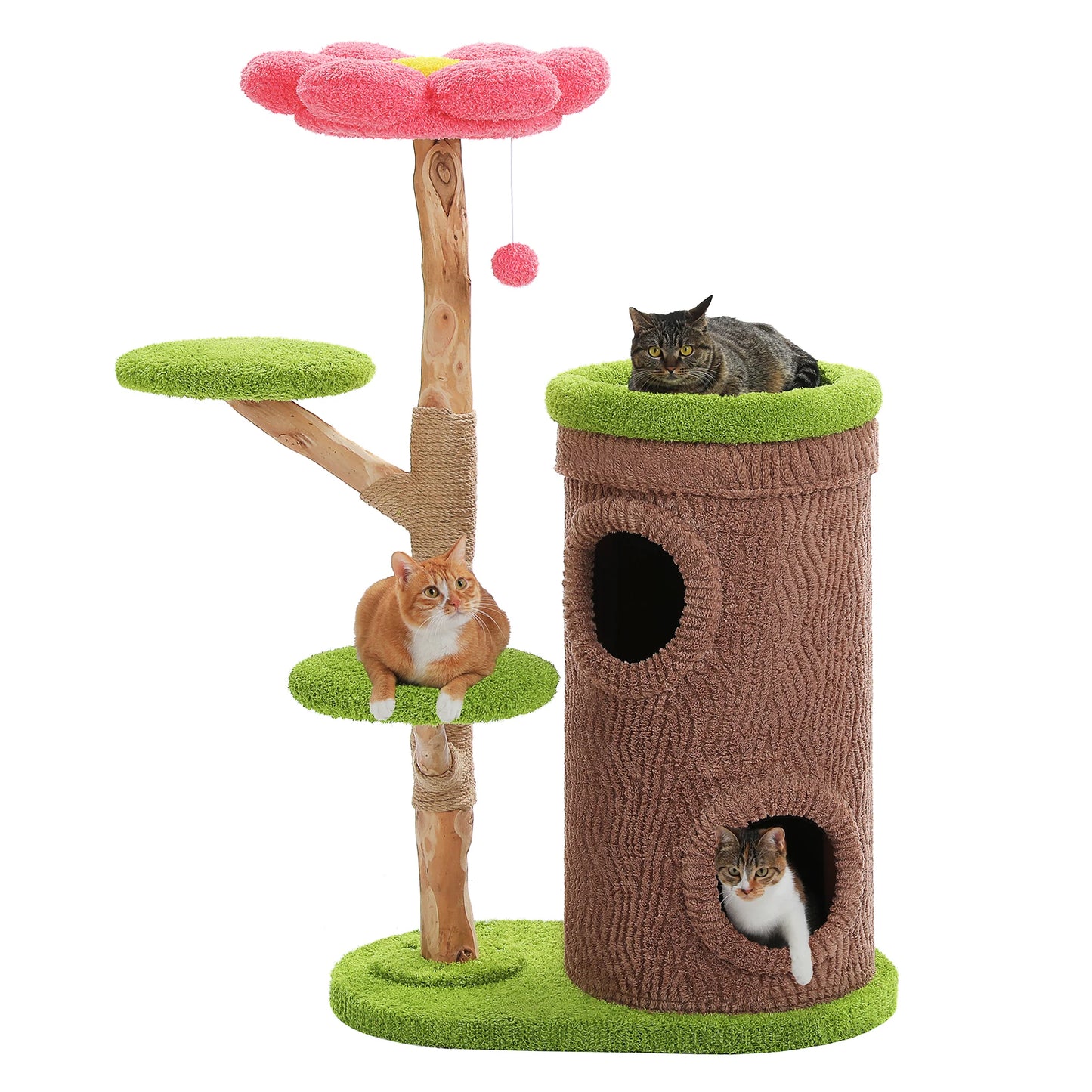PAWZ Road Large Cat Tree With Four Condos And Tall Scratching Post