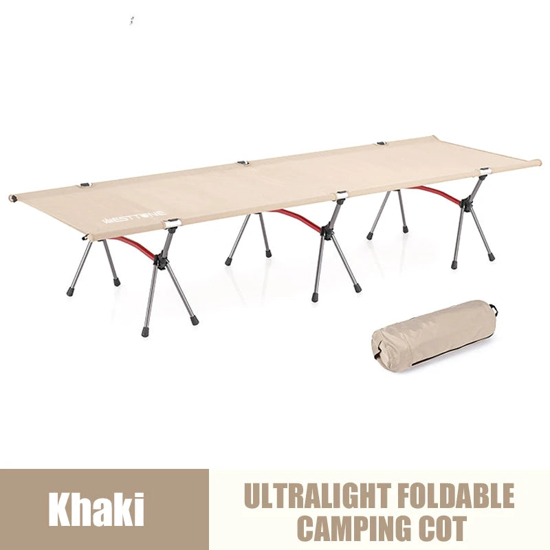 WESTTUNE Ultra Light Aluminum Folding Bed for Outdoor Camping