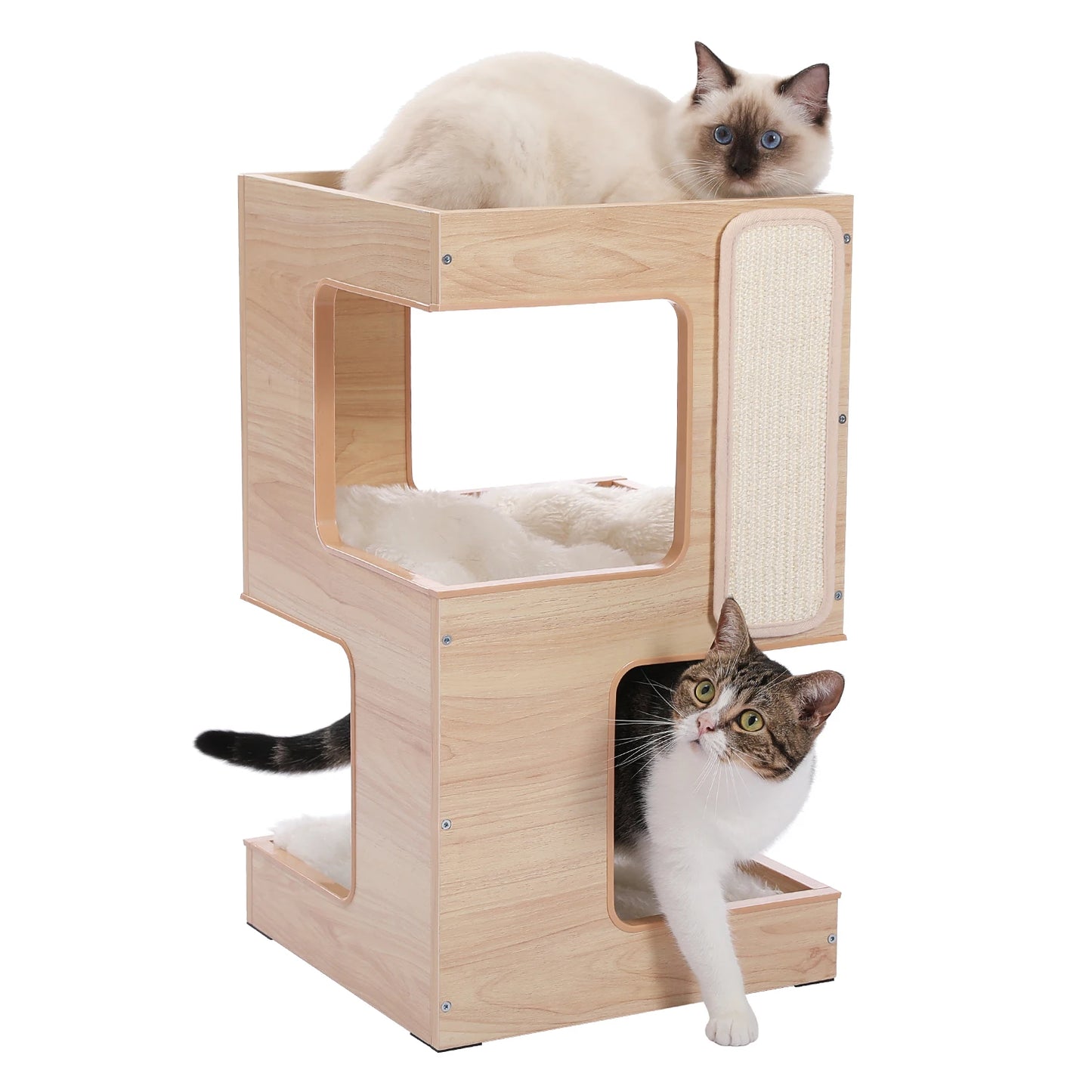 PAWZ Road Wood Cat Condo With Removable Mats Scratching Pad