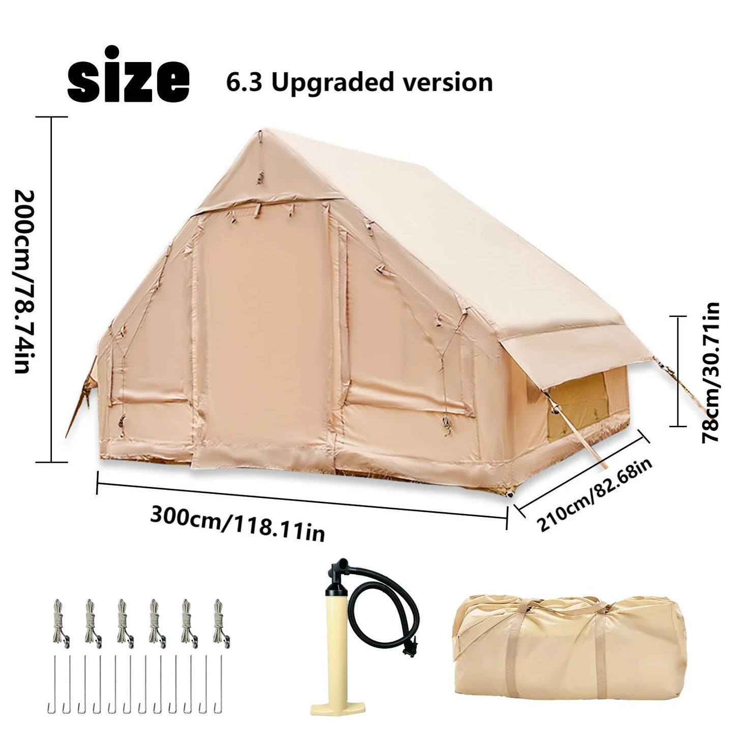 Pakicetus Inflatable Family Tent With Skylight And Pump Quick Setup