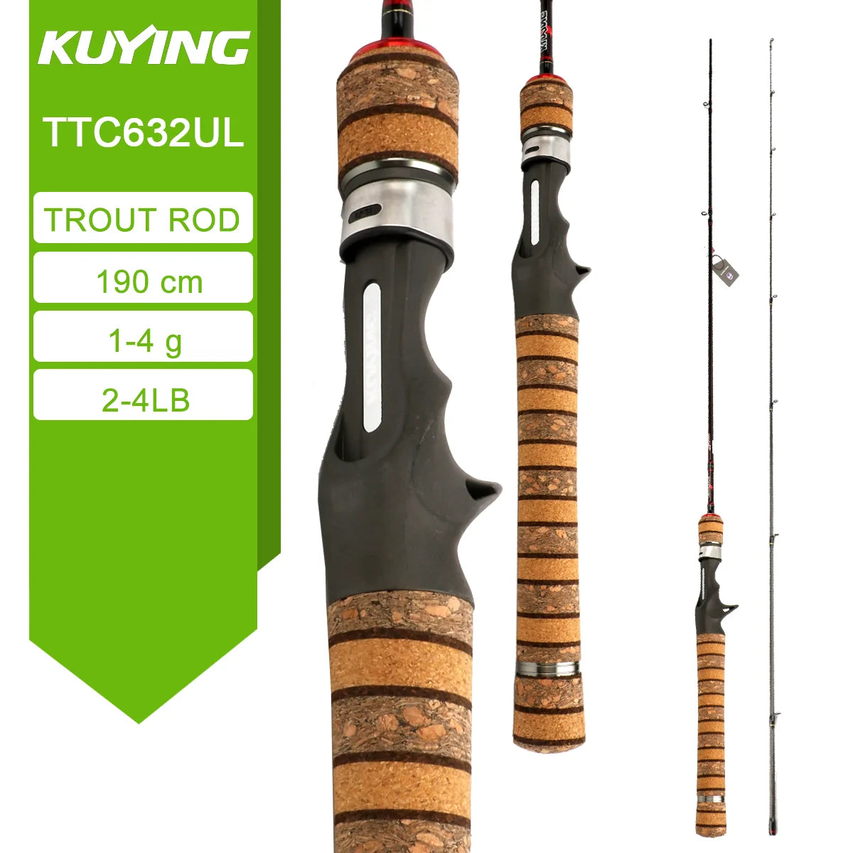 Kuying Teton Spinning Casting Rod BFS Carbon 0.8 to 8g