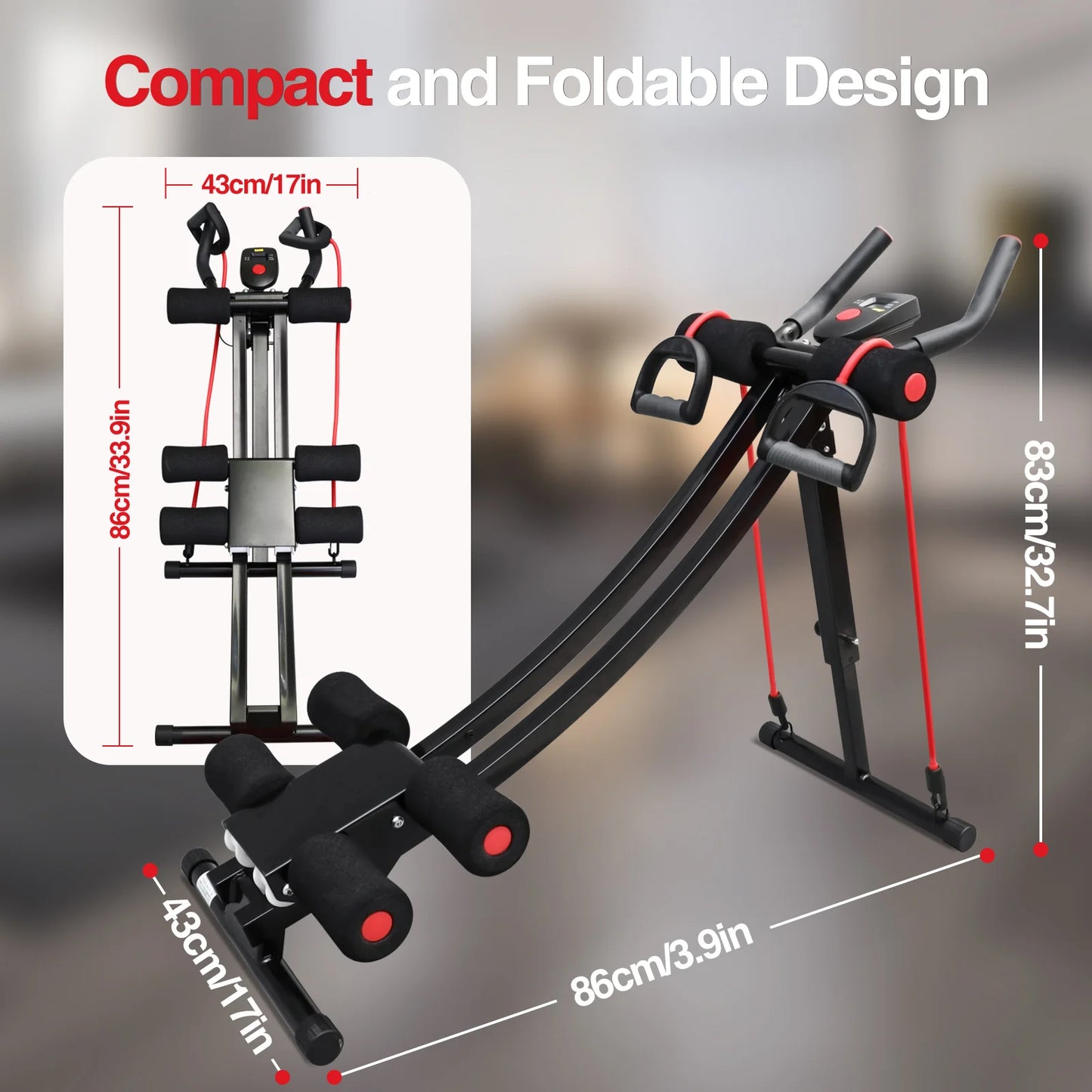 Abs Fitness Abdominal Trainer Foldable Core Workout Machine LCD Display