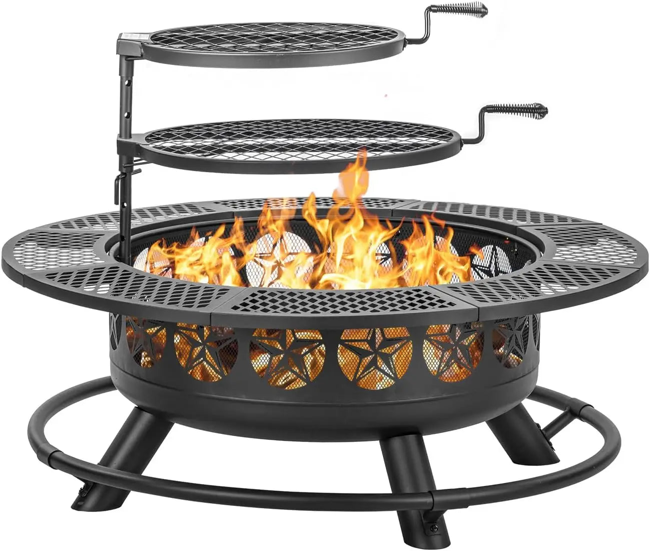 Verdeluxe Fire Pit With Two Grills Three In One Outdoor