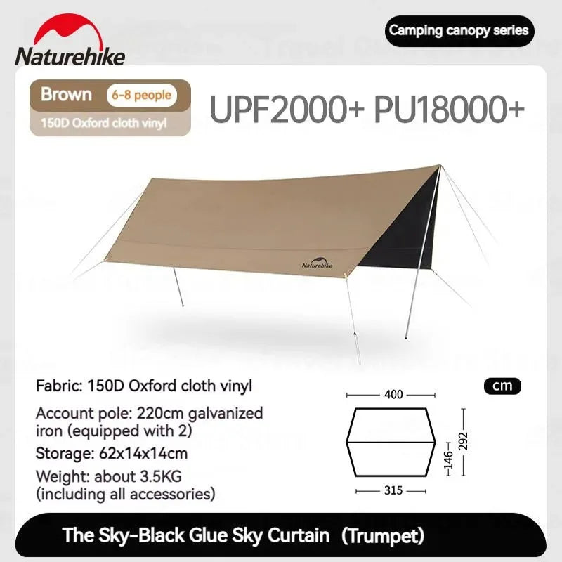 Naturehike Large Waterproof Canopy Sun Shelter UPF2000 Family Tent
