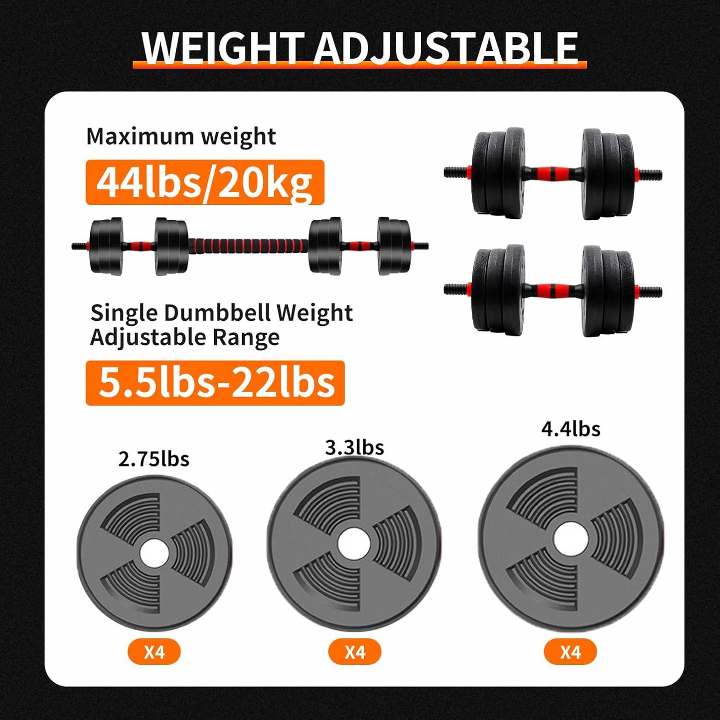 Adjustable Dumbbell to Barbell Set for Home Gym Strength Training