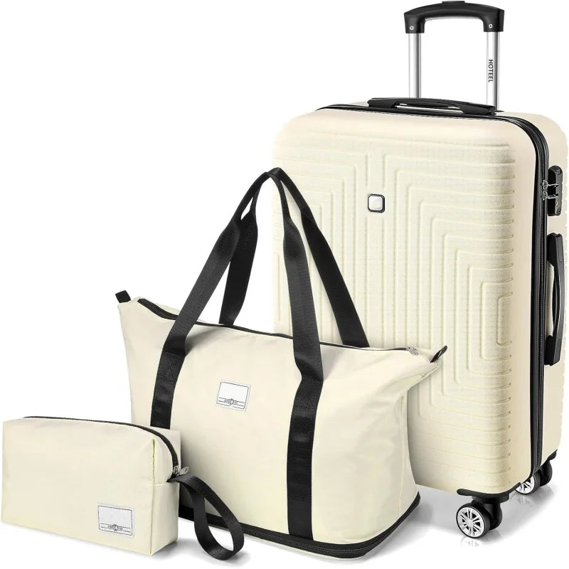 HOTEEL 3 Piece Hard Shell Luggage Set Spinner TSA Lock