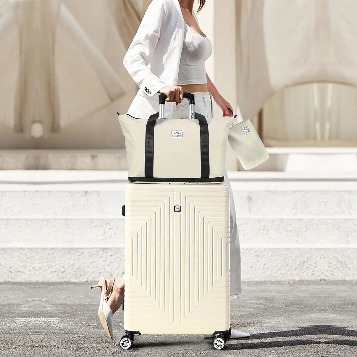 HOTEEL 3 Piece Hard Shell Luggage Set Spinner TSA Lock