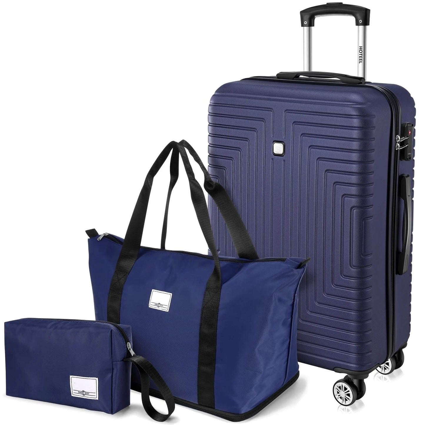 HOTEEL 3 Piece Hard Shell Luggage Set Spinner TSA Lock