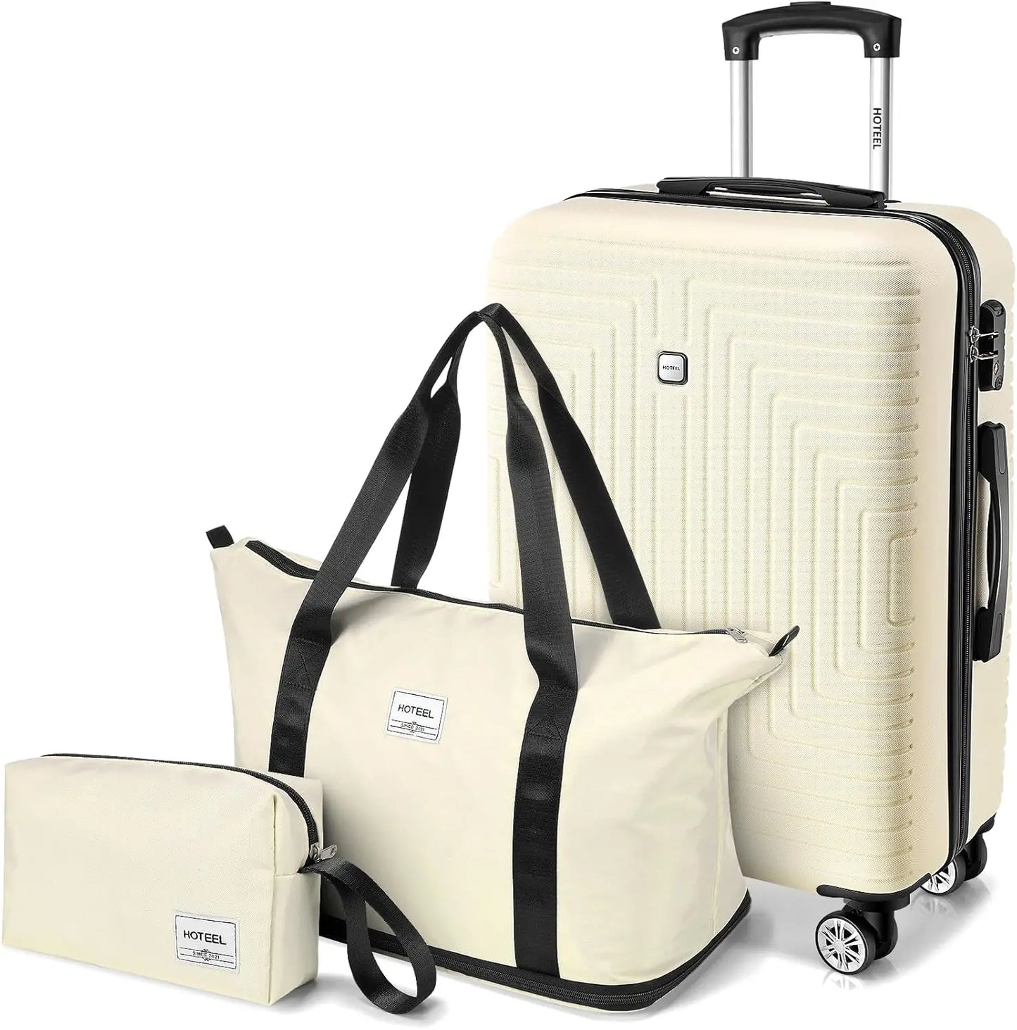 HOTEEL 3 Piece Hard Shell Luggage Set Spinner TSA Lock