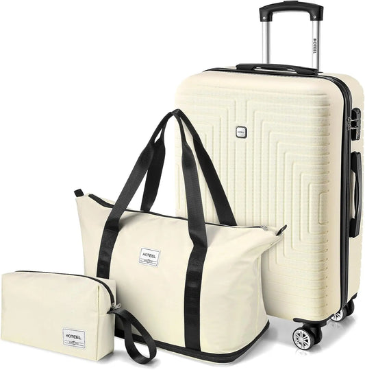 HOTEEL 3 Piece Hard Shell Luggage Set Spinner TSA Lock