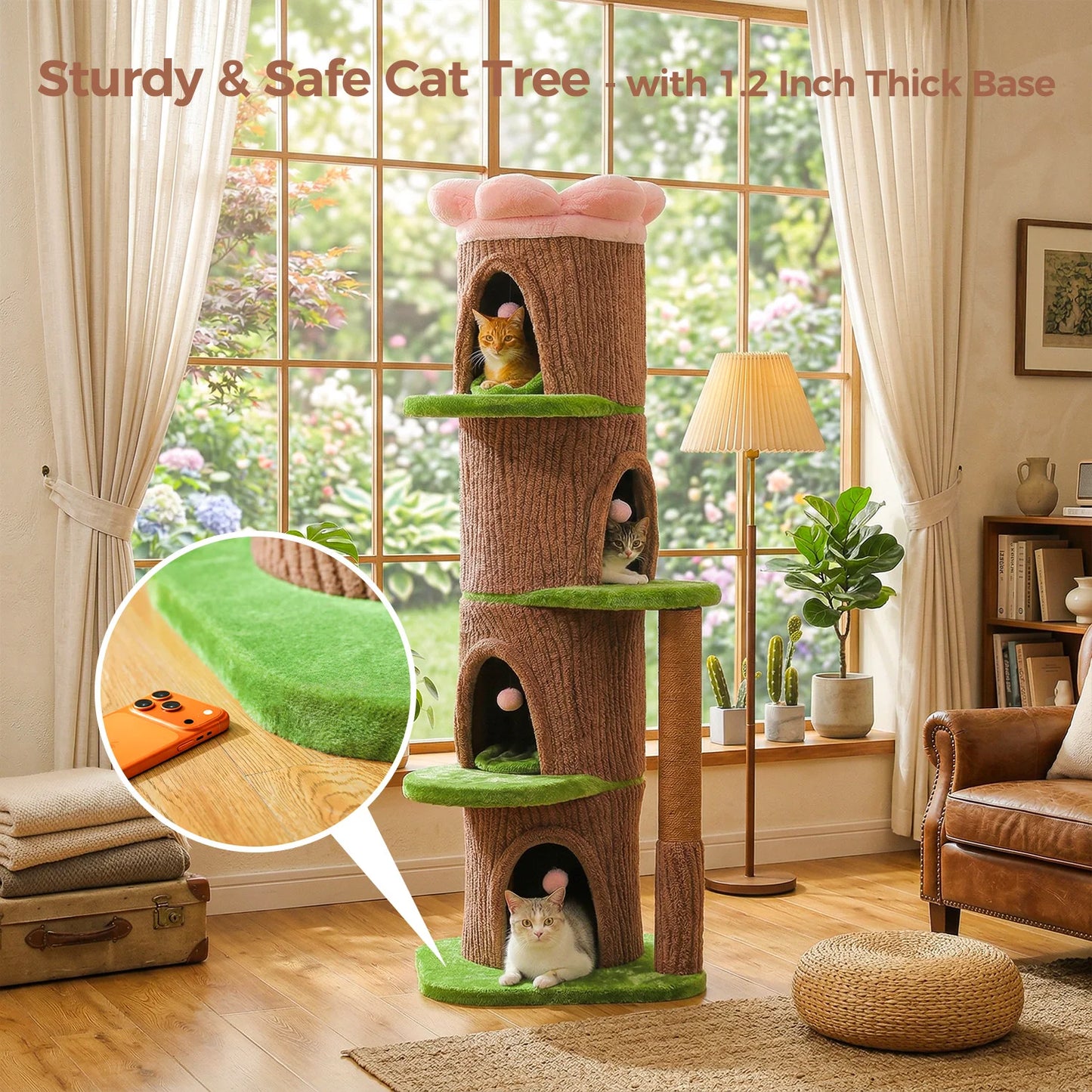 PAWZ Road Large Cat Tree With Four Condos And Tall Scratching Post