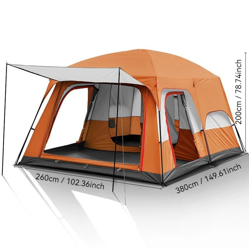 Outdoor Family Camping Tent With Removable Awning Ventilated Mesh Waterproof