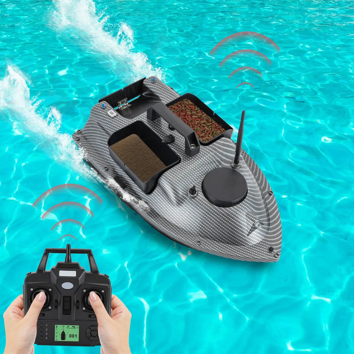 Rechargeable GPS Fishing Bait Boat With 2 Batteries 16 Positioning Points