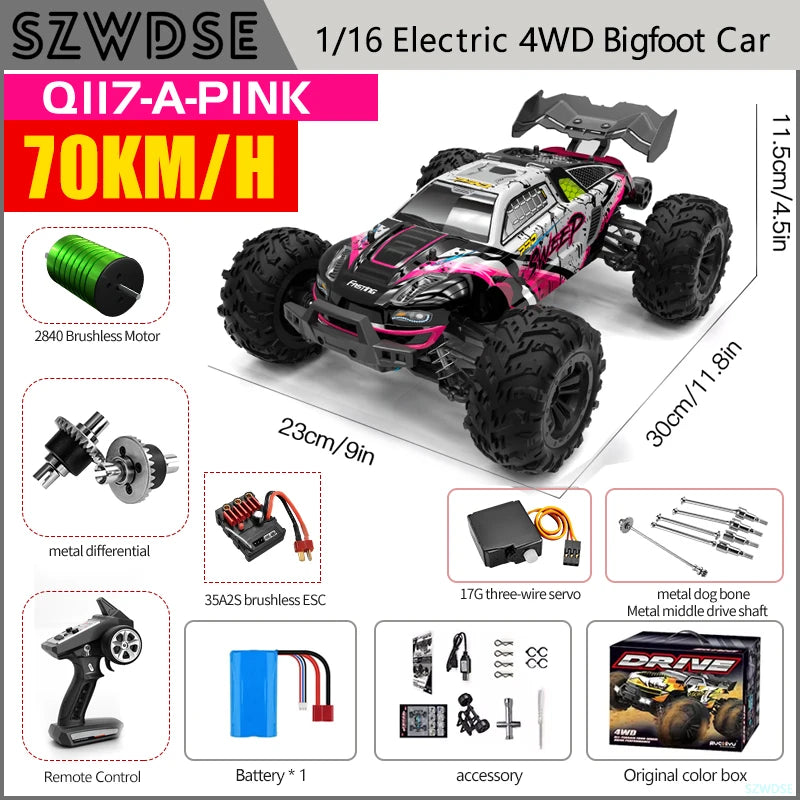 WLtoys Q117 RC Car 4WD Remote Control With LED Headlights
