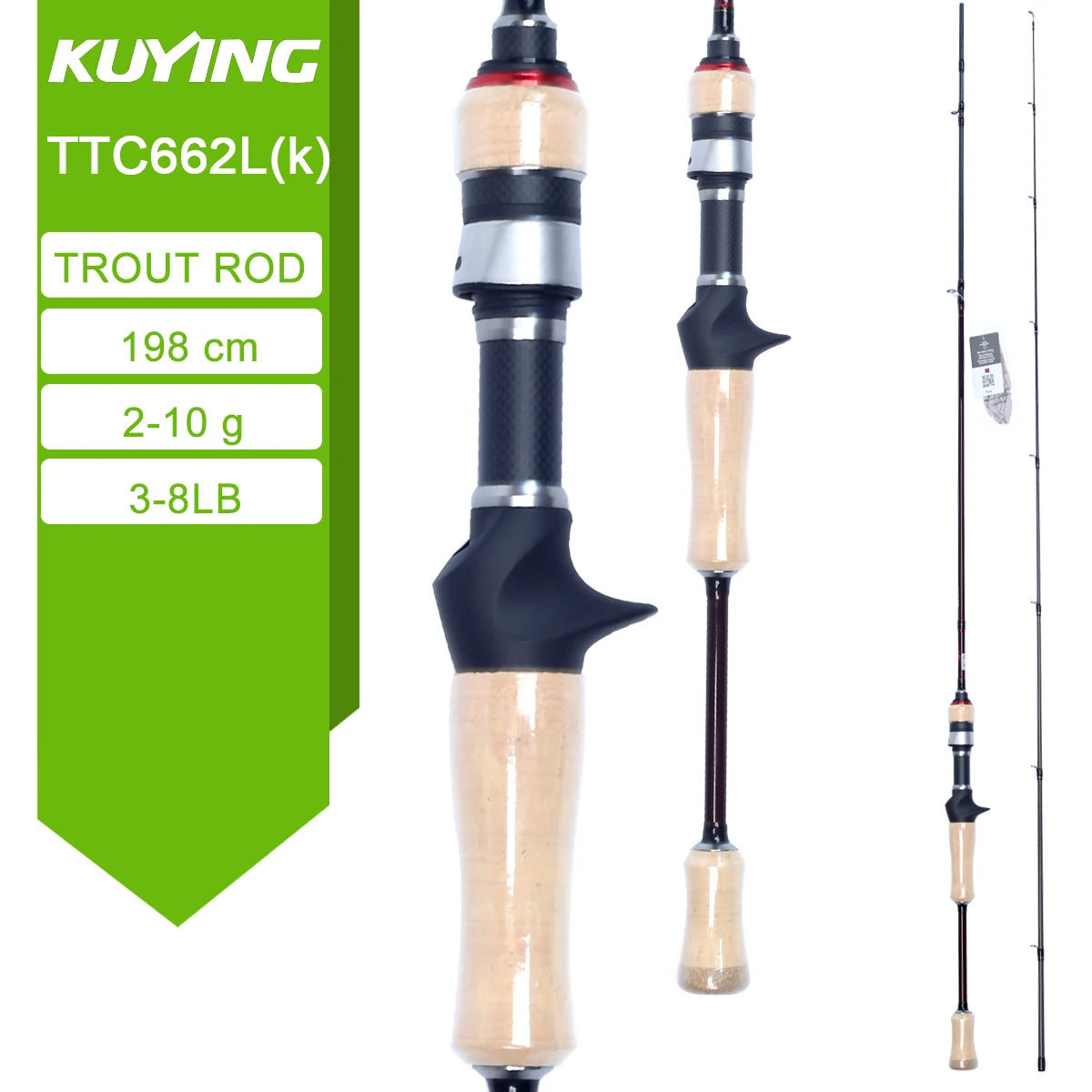 Kuying Teton Spinning Casting Rod BFS Carbon 0.8 to 8g