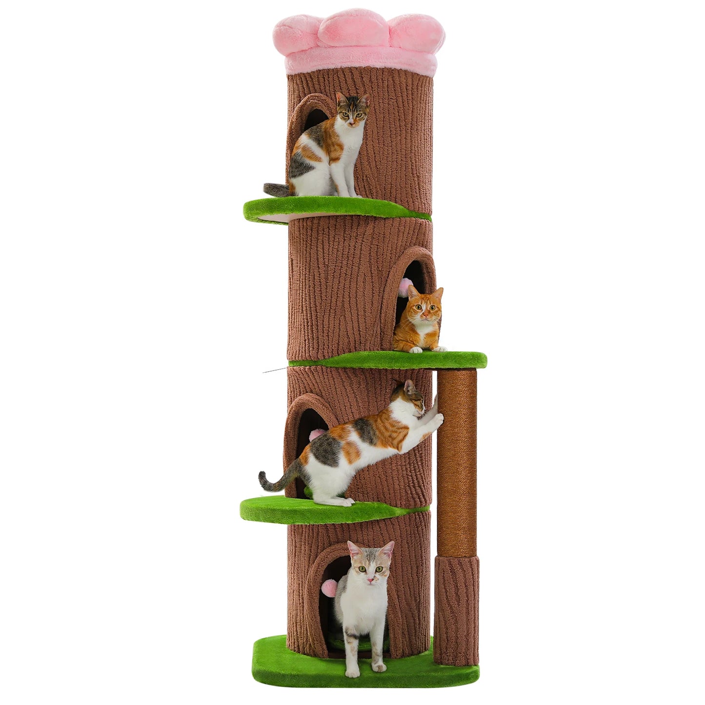 PAWZ Road Large Cat Tree With Four Condos And Tall Scratching Post