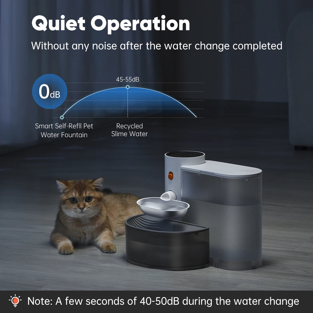 Booteely Stainless Steel Wireless Pet Water Dispenser With Purification For Cats