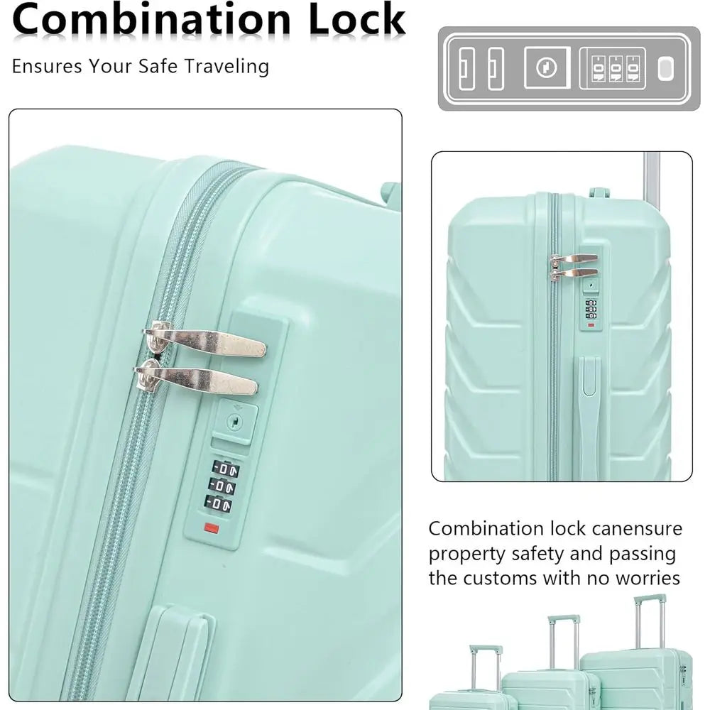 Durable ABS 3 Piece Luggage Set Lockable Latches Spinner Wheels