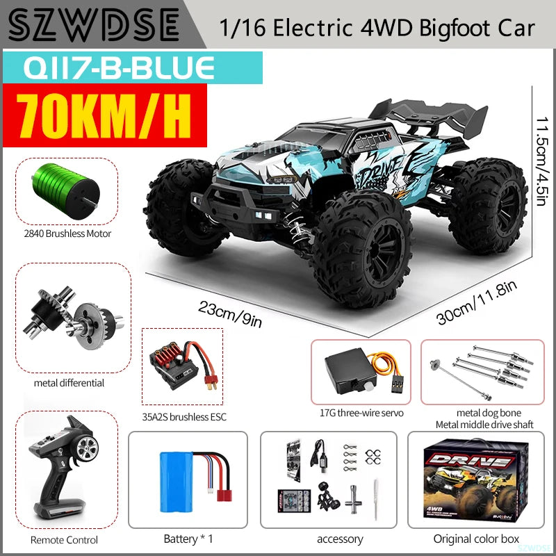 WLtoys Q117 RC Car 4WD Remote Control With LED Headlights