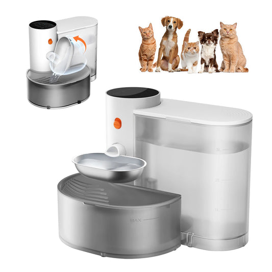 Booteely Stainless Steel Wireless Pet Water Dispenser With Purification For Cats
