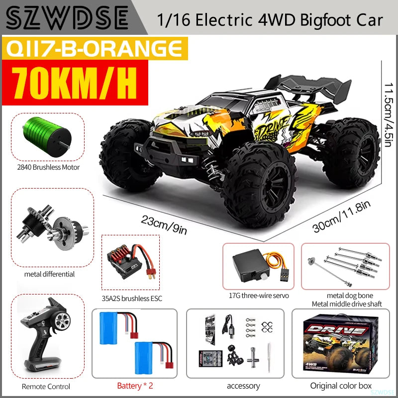 WLtoys Q117 RC Car 4WD Remote Control With LED Headlights
