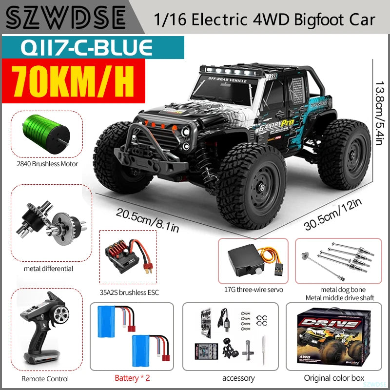 WLtoys Q117 RC Car 4WD Remote Control With LED Headlights
