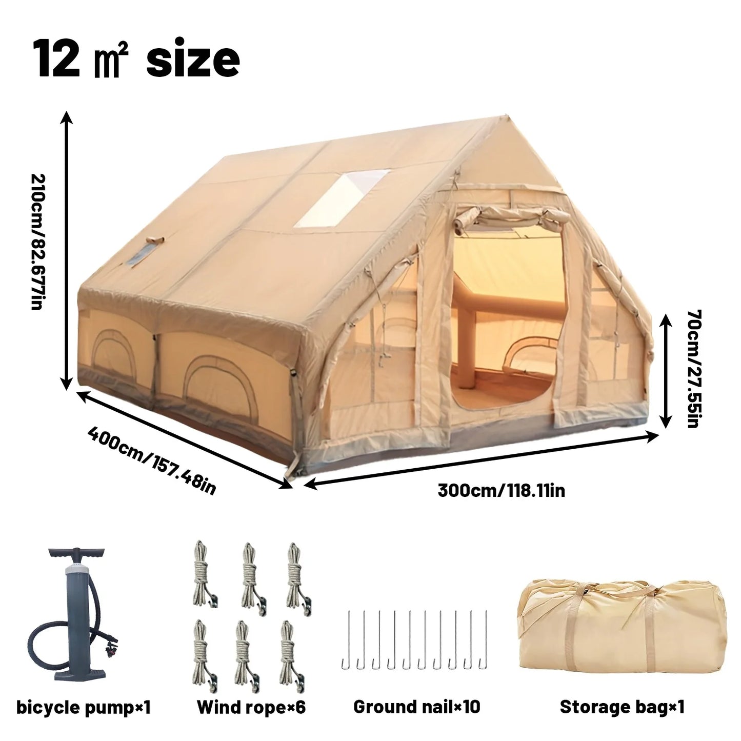 Pakicetus Inflatable Family Tent With Skylight And Pump Quick Setup