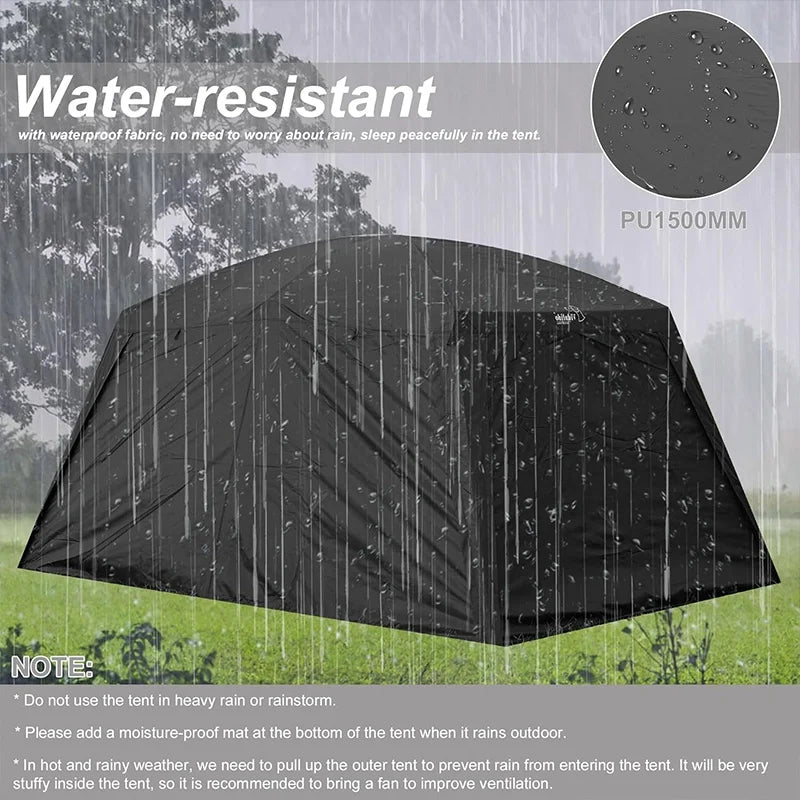 8 Person Family Camping Tent With Extendable Canopy Mosquito Proof