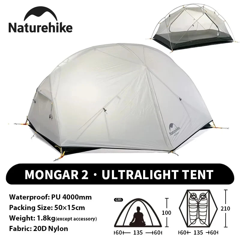 Naturehike Mongar Two Person Backpacking Tent Ultralight Waterproof
