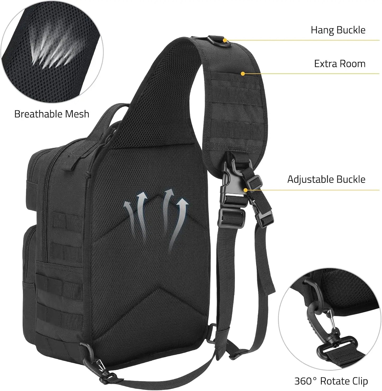 Tactical Sling Bag For Men Molle Backpack With Bottle Holder