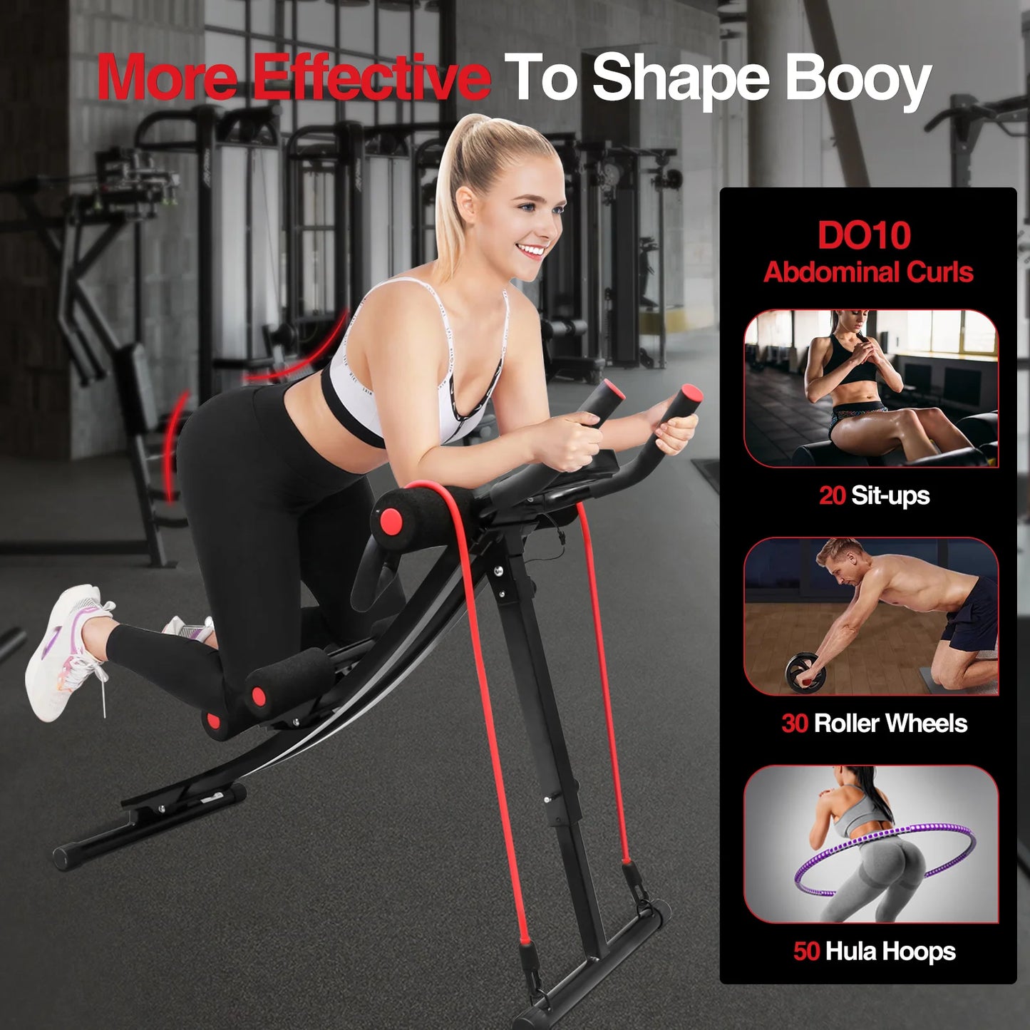 Foldable Ab Machine for Home Gym LCD Display Screen