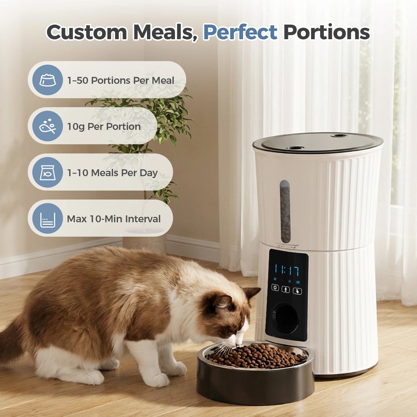 Automatic Cat Feeder With WiFi Timed App Control Dual Power