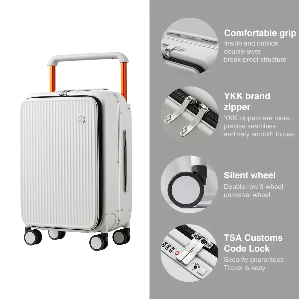 Mixi Carry On Luggage With Laptop Pocket Aluminum Frame