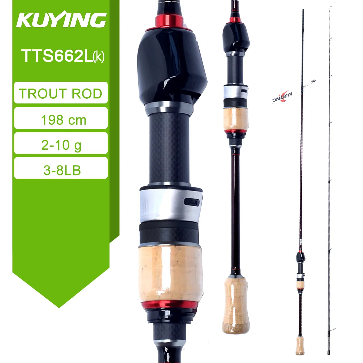 Kuying Teton Spinning Casting Rod BFS Carbon 0.8 to 8g