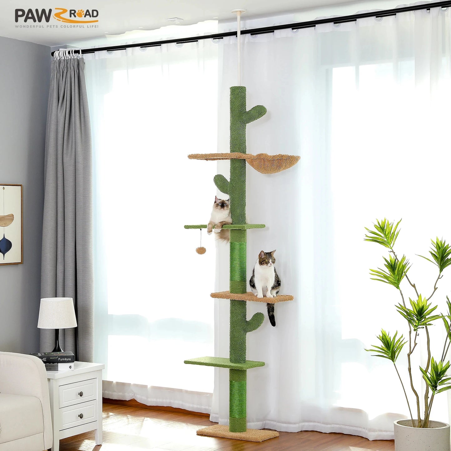 PAWZ Road Cat Tree 5 Tier Floor To Ceiling With Hammock