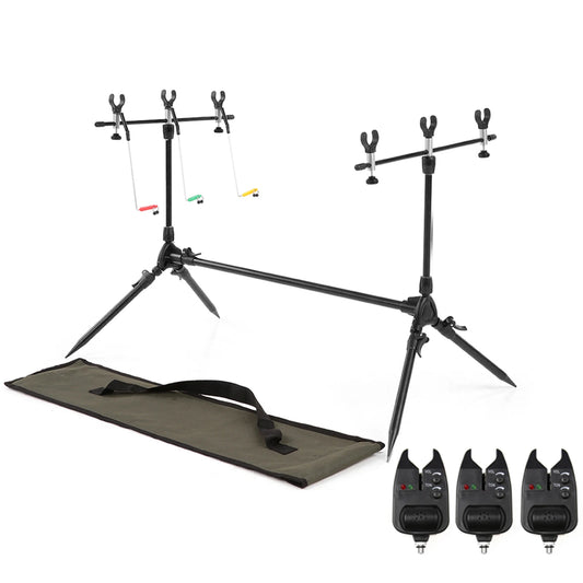 Adjustable Retractable Carp Rod Pod Stand With 3 Bite Alarms