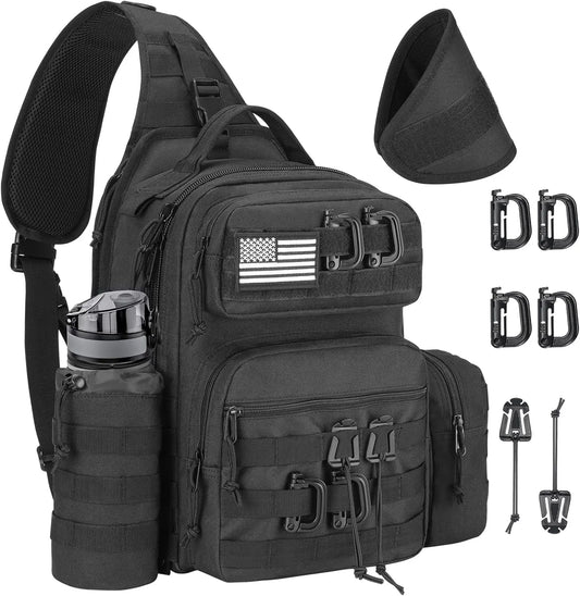 Tactical Sling Bag For Men Molle Backpack With Bottle Holder