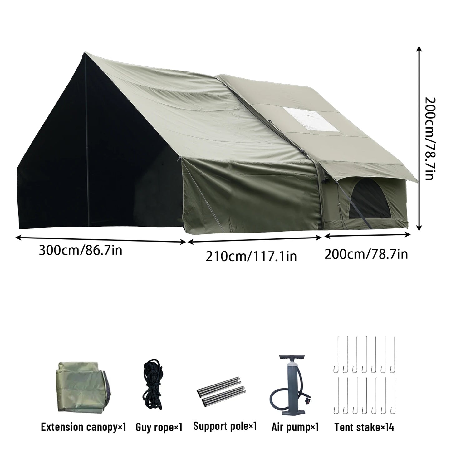 Pakicetus Inflatable Family Tent With Skylight And Pump Quick Setup