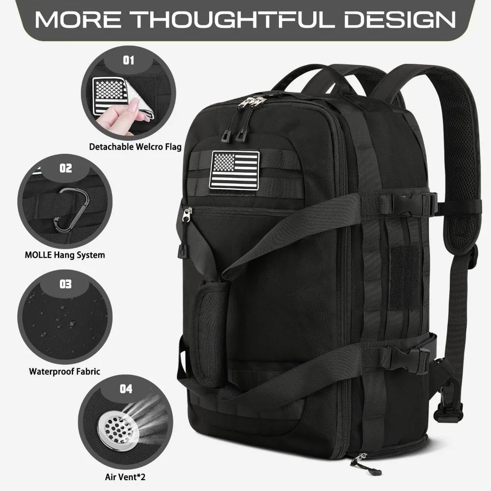 Tactical Duffle Bag With Shoe Compartment 3 In 1 Travel Backpack
