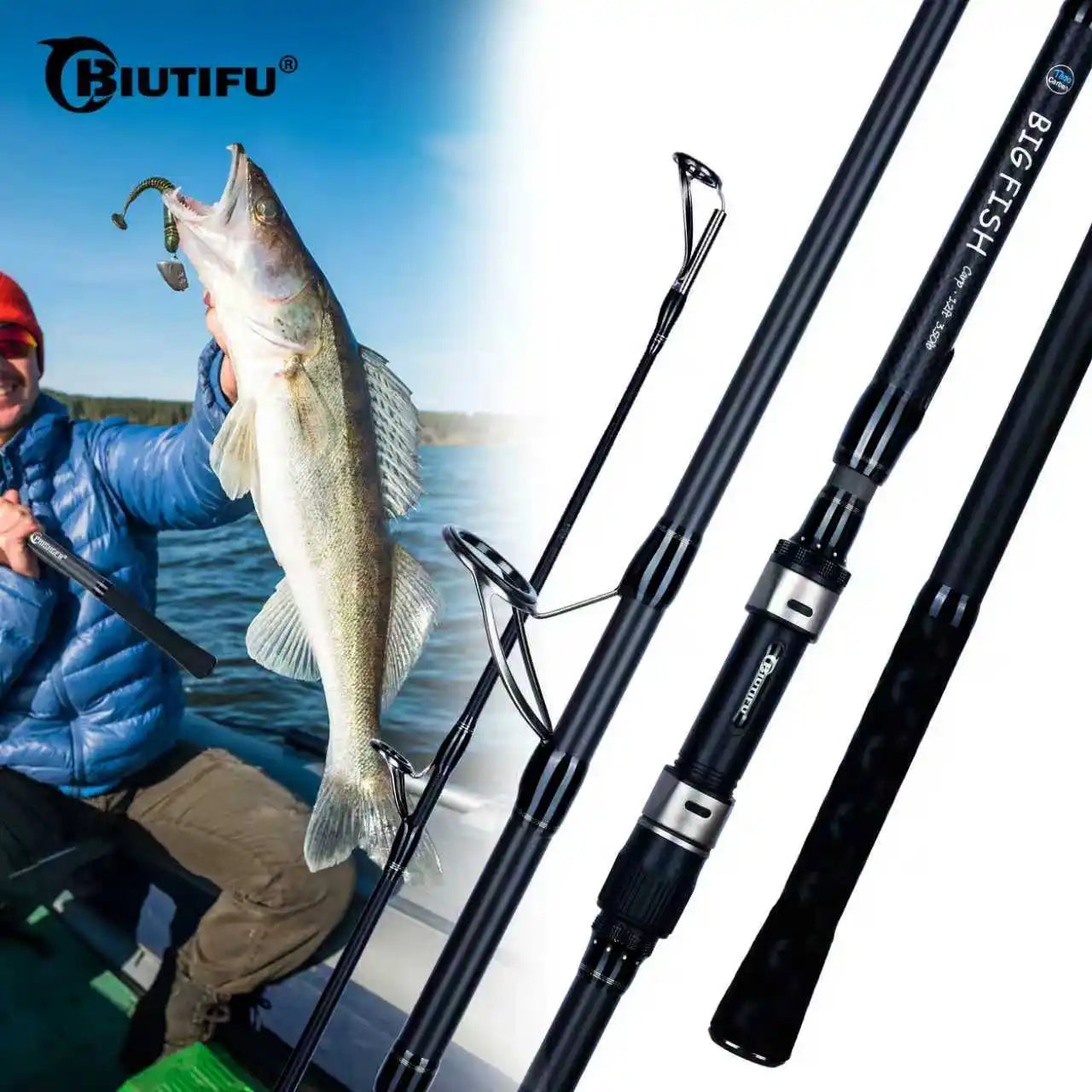 BIUTIFU Bigfish Carp Surfcasting Rod T800 Carbon 25 To 30lb