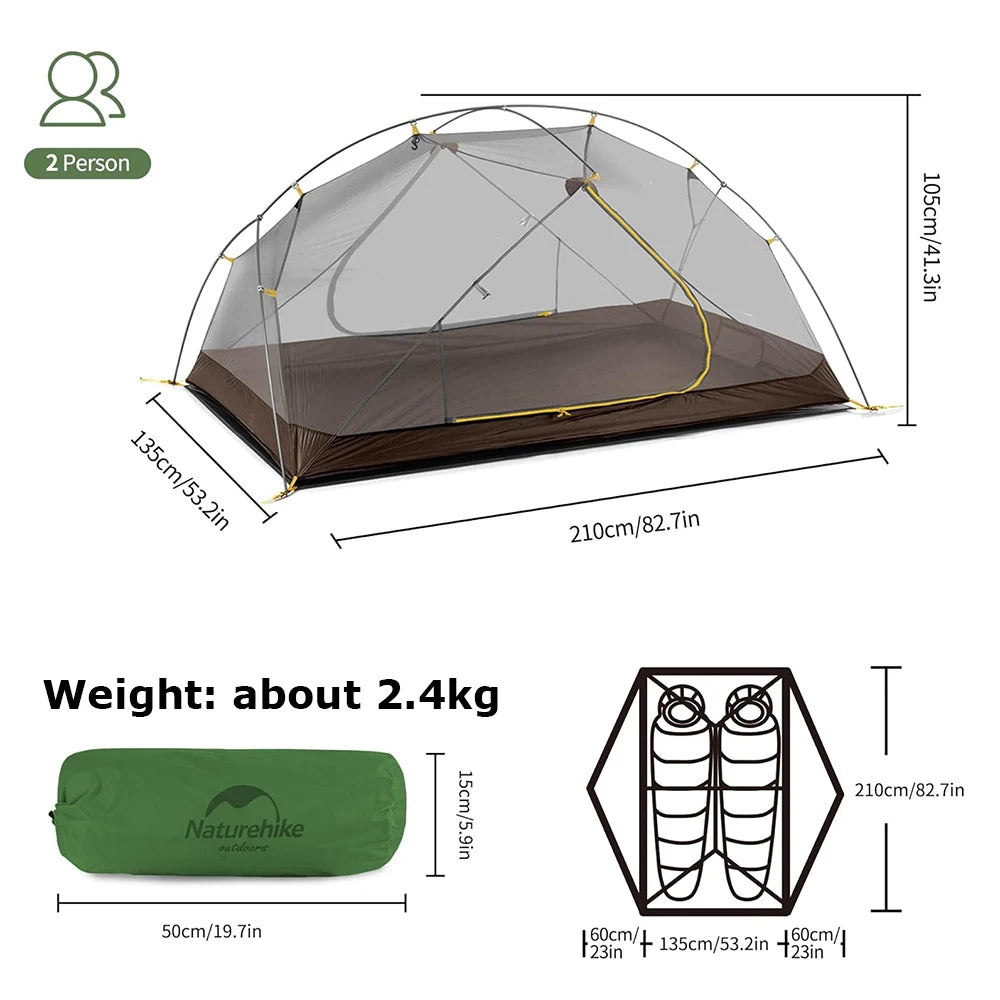 Naturehike Mongar Two Person Backpacking Tent Ultralight Waterproof
