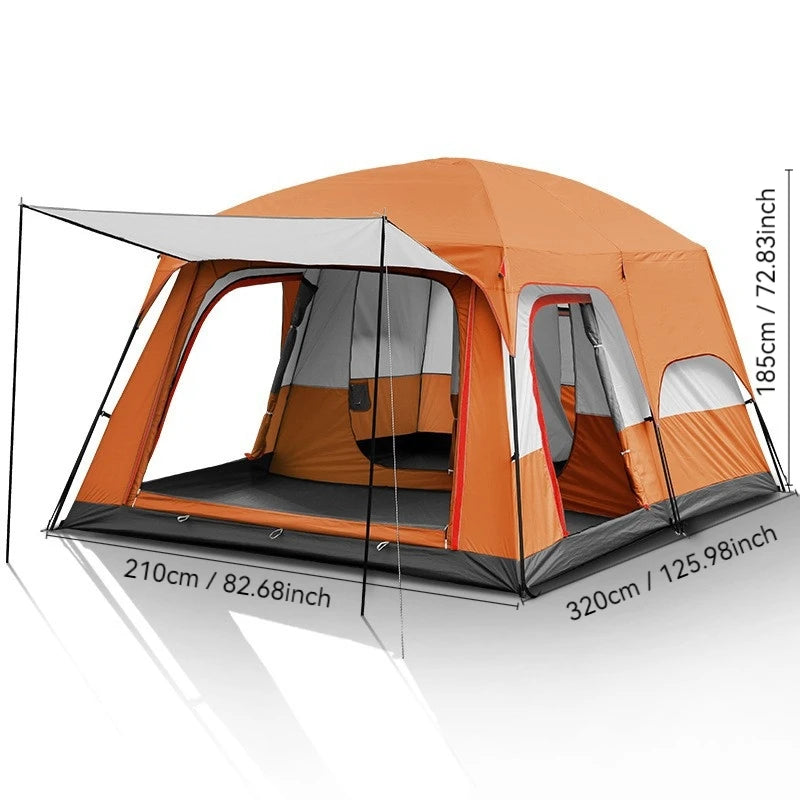 Outdoor Family Camping Tent With Removable Awning Ventilated Mesh Waterproof