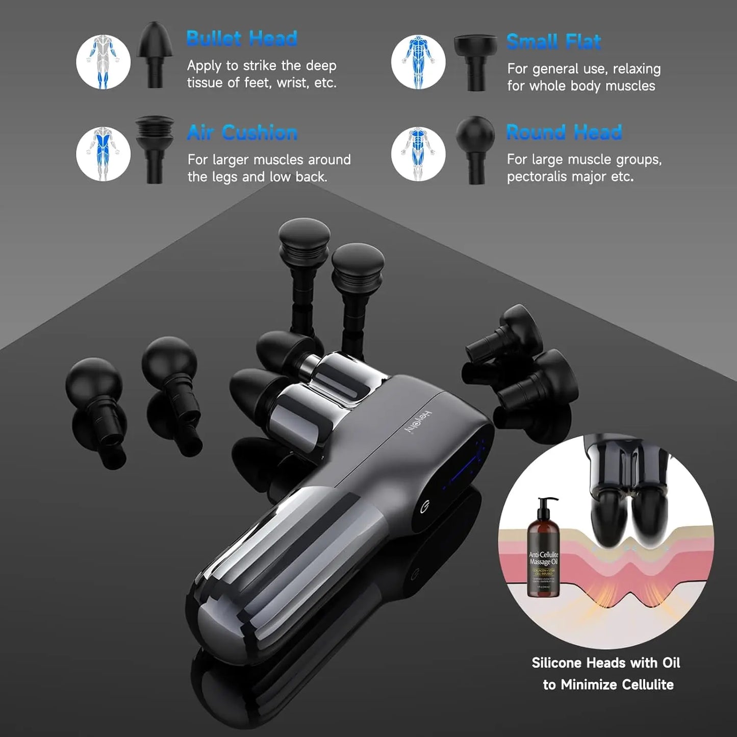 Massage Gun With Dual Heads And Five Speeds For Relief