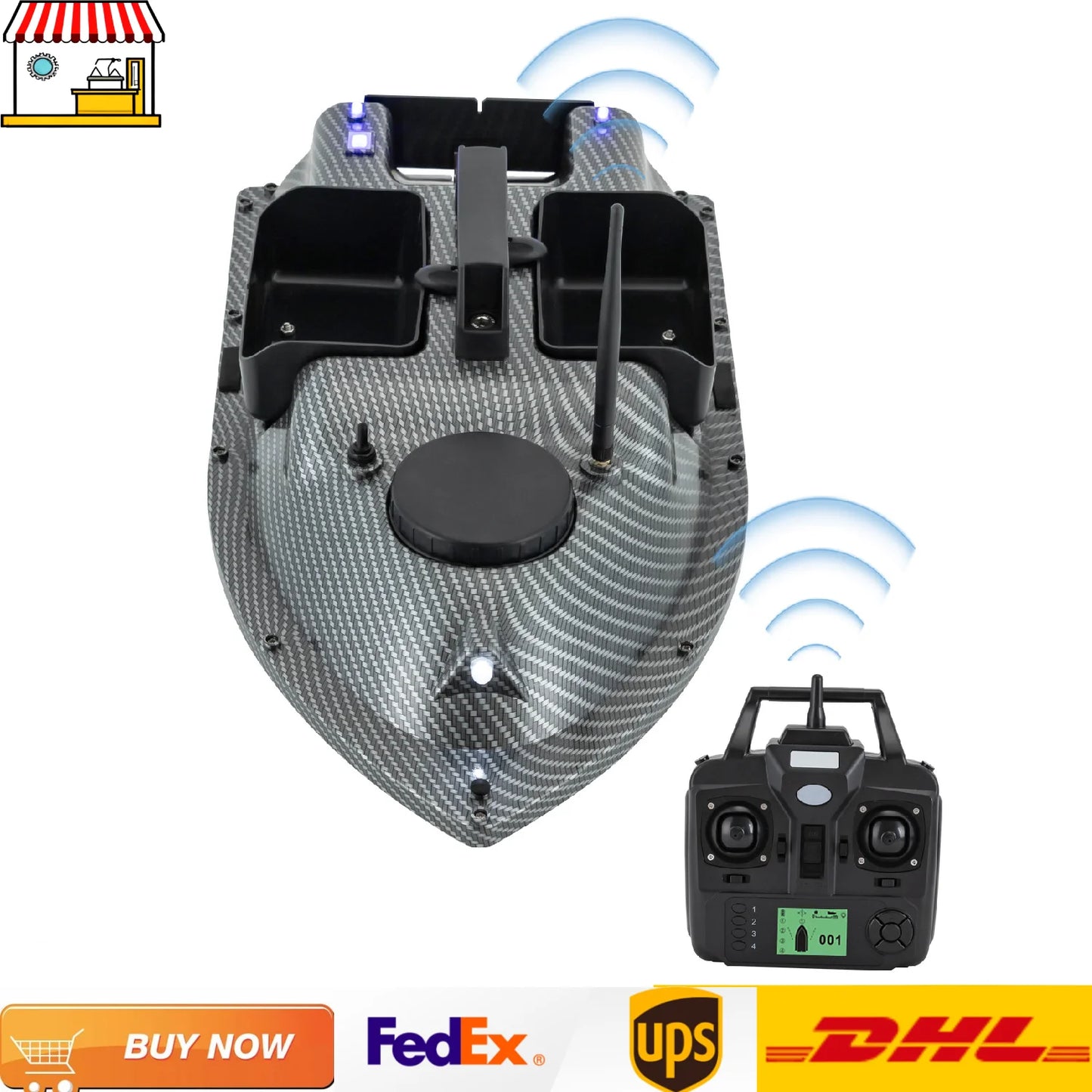 Rechargeable GPS Fishing Bait Boat With 2 Batteries 16 Positioning Points
