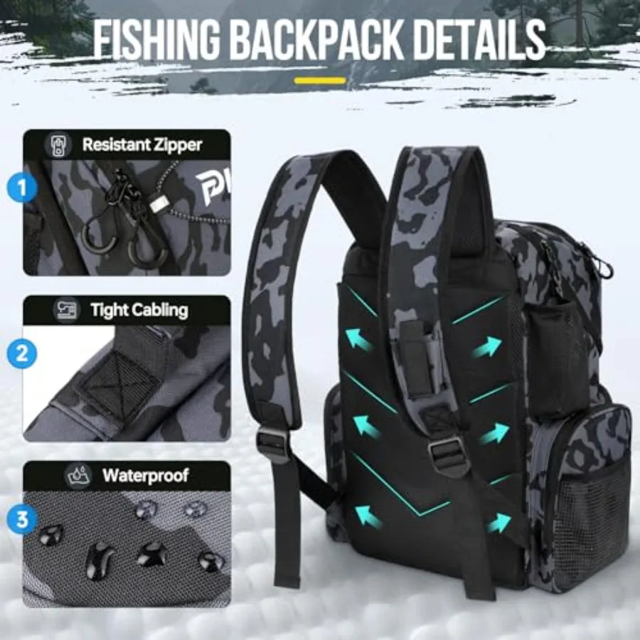 Cooler Fishing Backpack With Rod Holders Water Resistant Tackle Bag