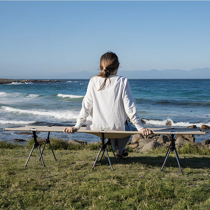 WESTTUNE Ultra Light Aluminum Folding Bed for Outdoor Camping