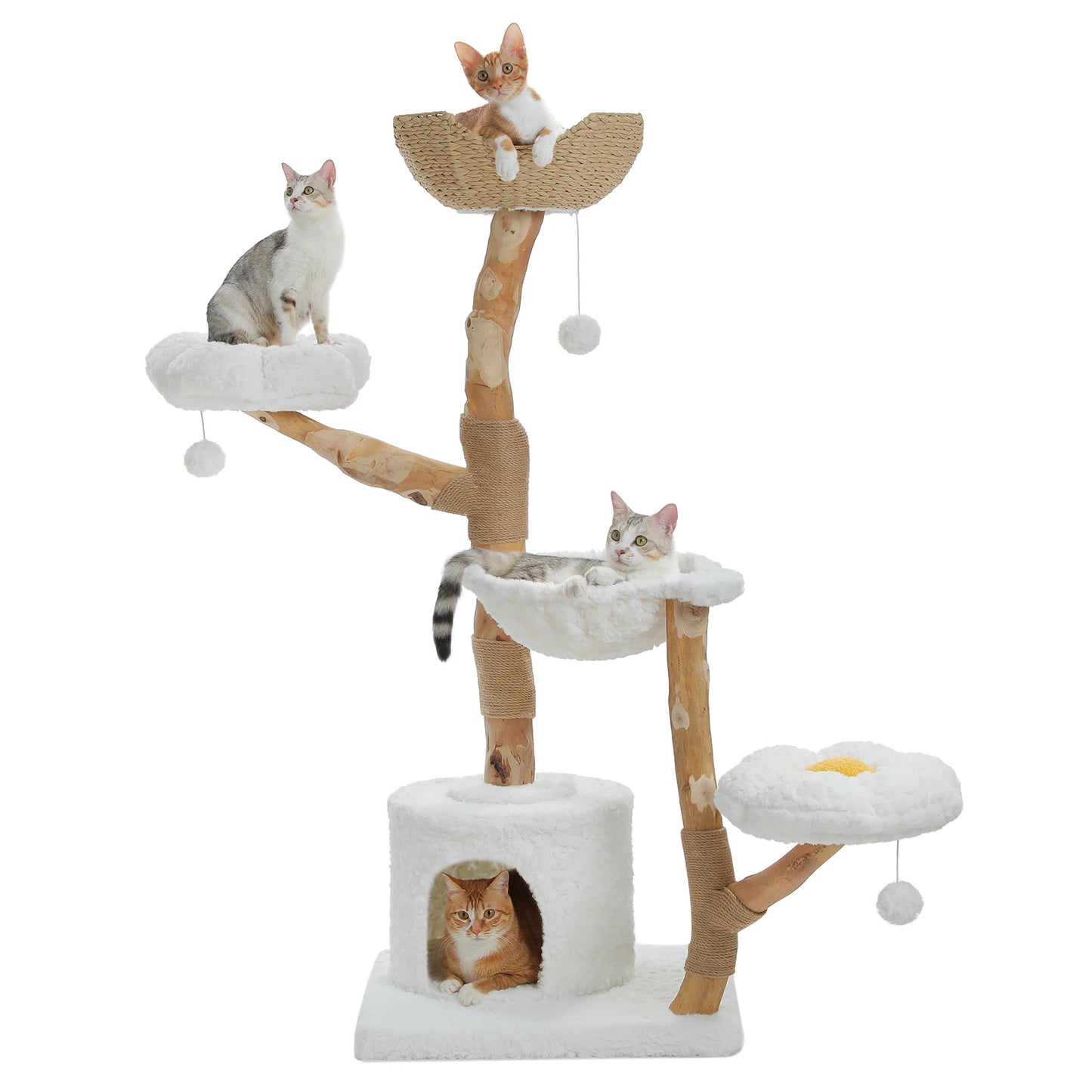 PAWZ Road Cat Tree Tower With Sisal Scratching Post Wicker Basket Bed