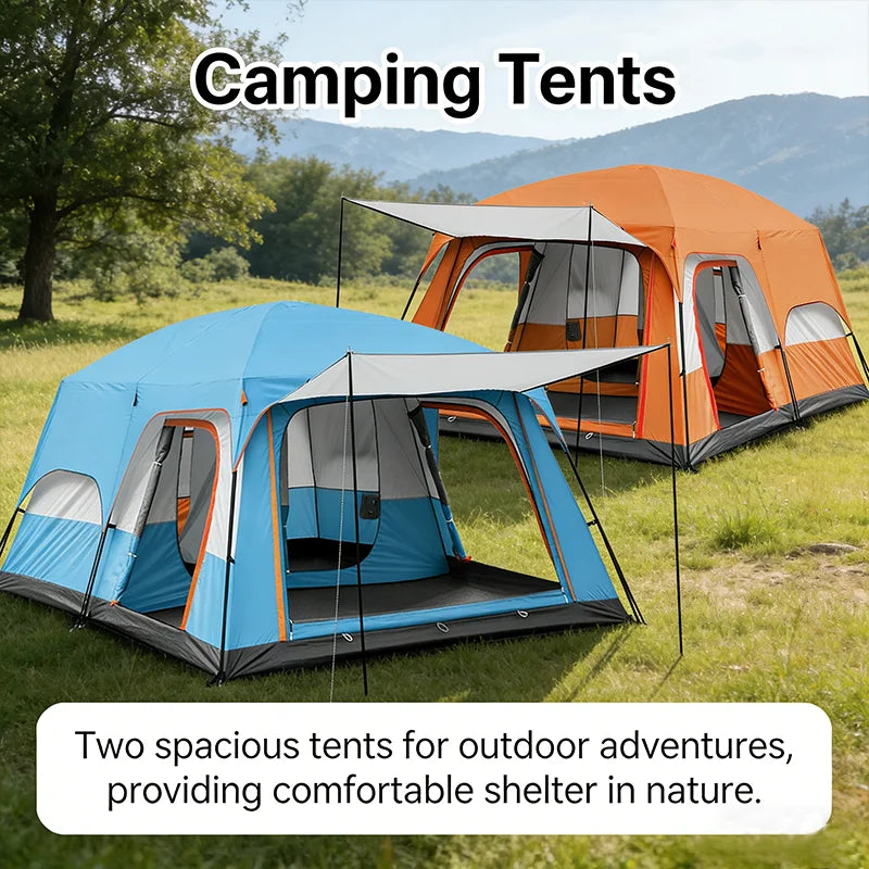 Outdoor Family Camping Tent With Removable Awning Ventilated Mesh Waterproof