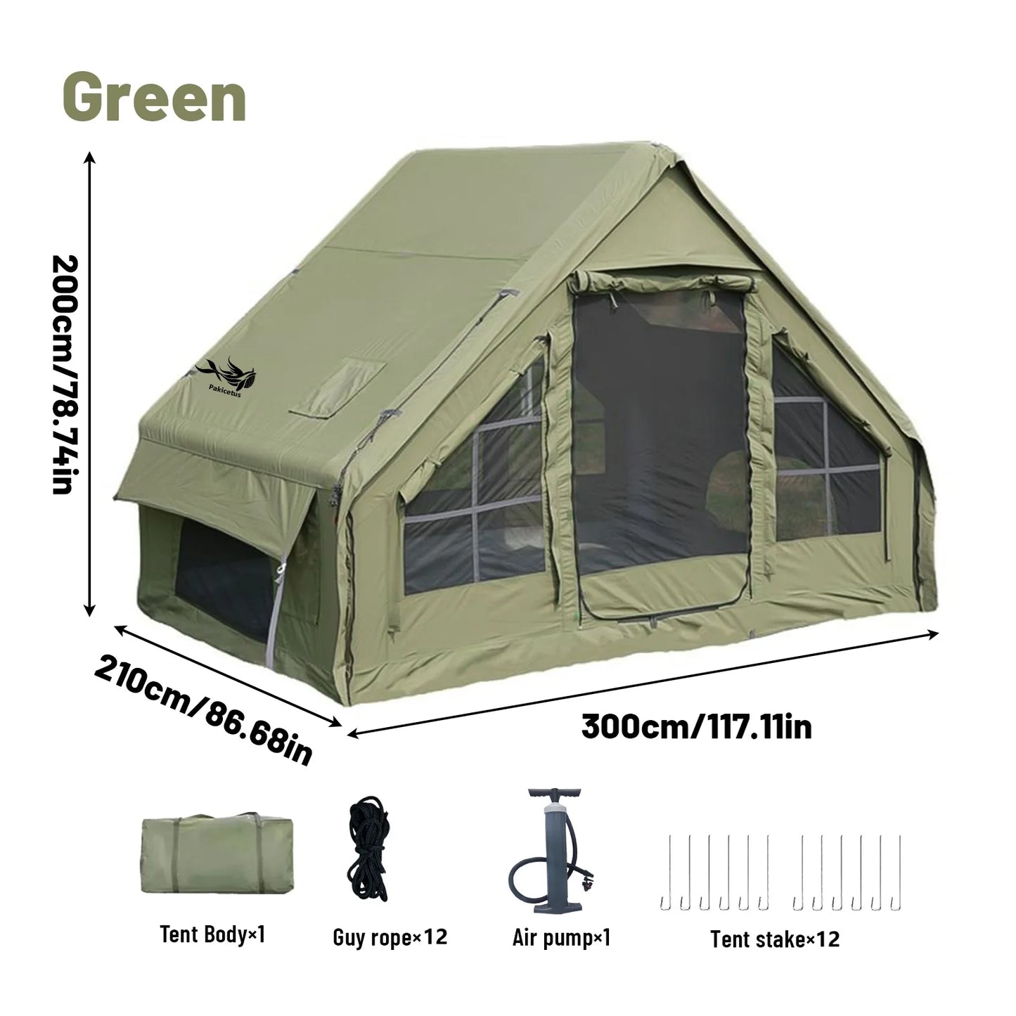Pakicetus Inflatable Family Tent With Skylight And Pump Quick Setup